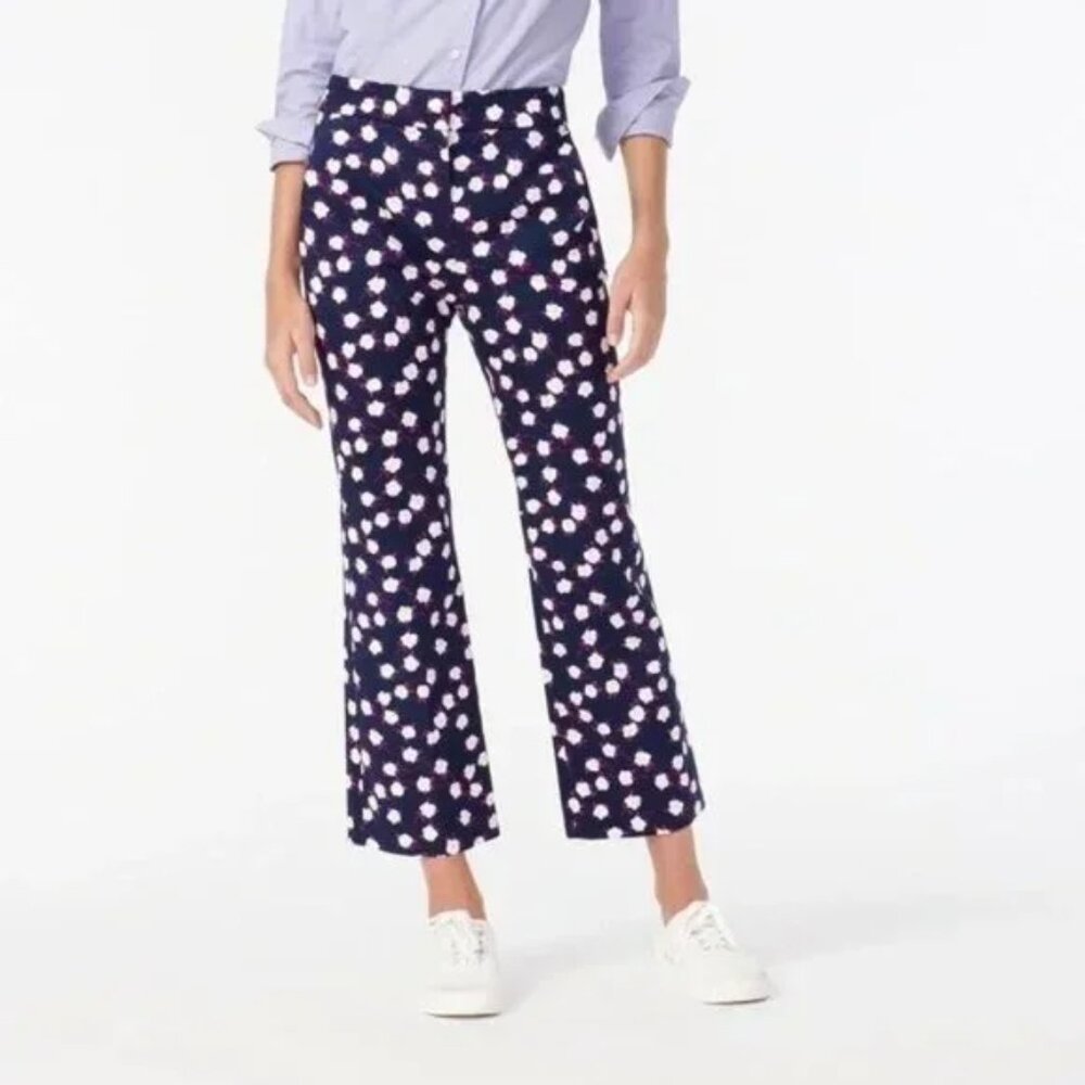 J. Crew Hayden Kickout Crop Pant in Scattered Peony Print 00